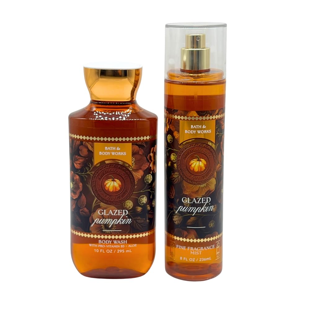 Bath & Body Works GLAZED PUMPKIN Body Wash & Fine Fragrance Mist 2-piece Gift Set with a Red Bow for Holidays – 2025 Fall Scents Collection - Image 3