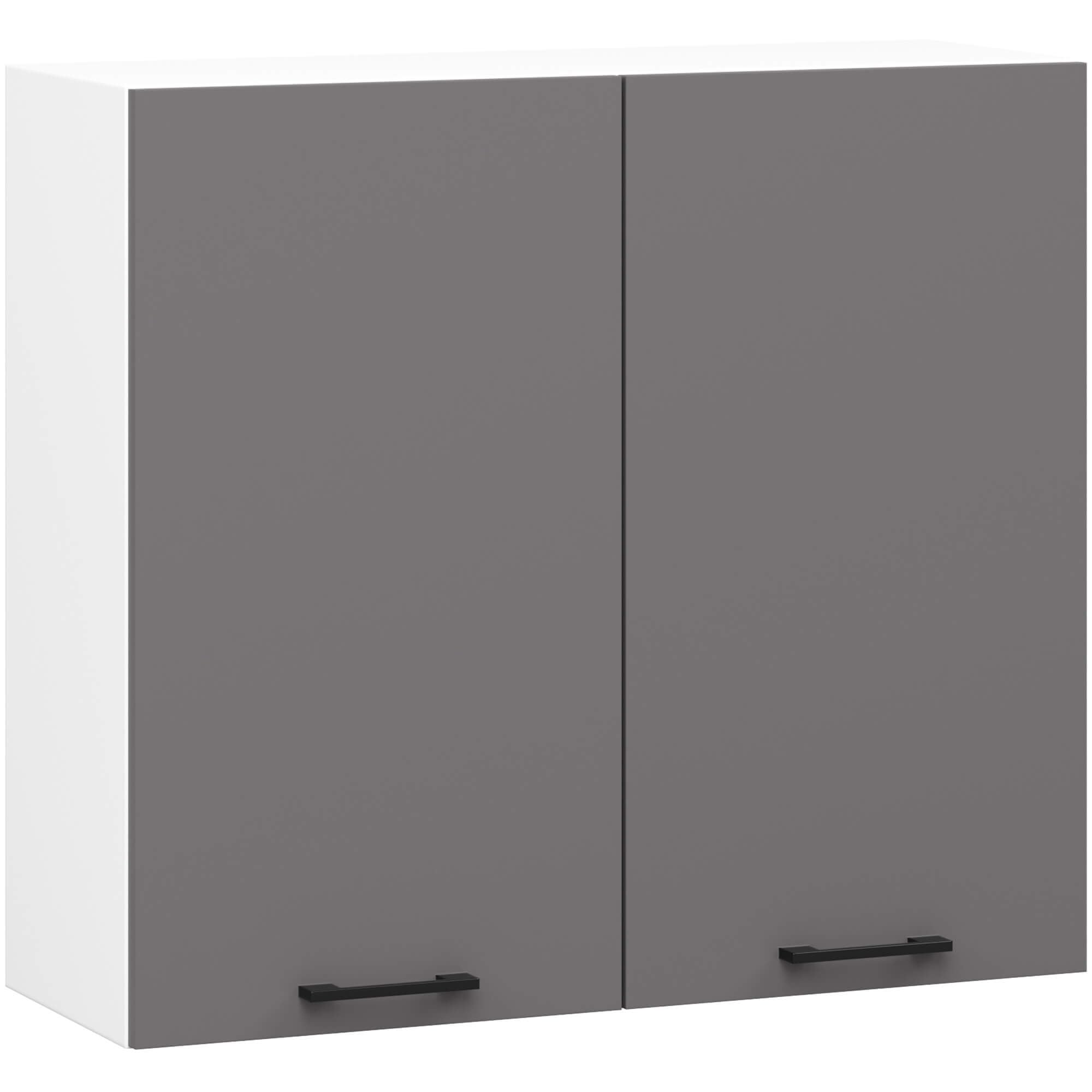 AKORD | Armoire de Cuisine Suspendue - Oliwia 80 cm H720 | Meuble avec 2 Portes | Armoire de Rangement | 80 x 30 x 72 cm | Blanc & Gris Graphite