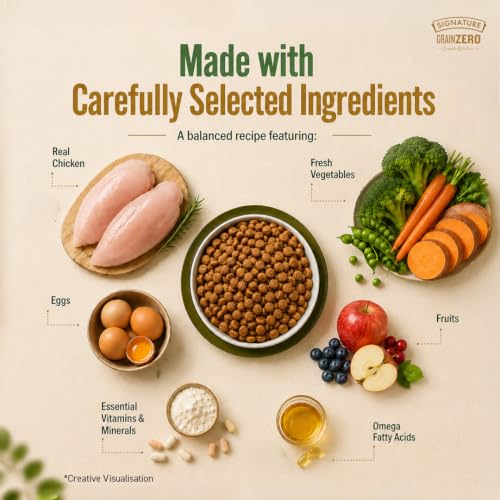 Image of Grain Zero Puppy Dry Dog Food 1.2kg | Real Chicken, Egg & Vegetables | 48% Meat Inclusion, No Grain Formula, Gluten-Free | Promotes Healthy Skin & Coat | All Breeds