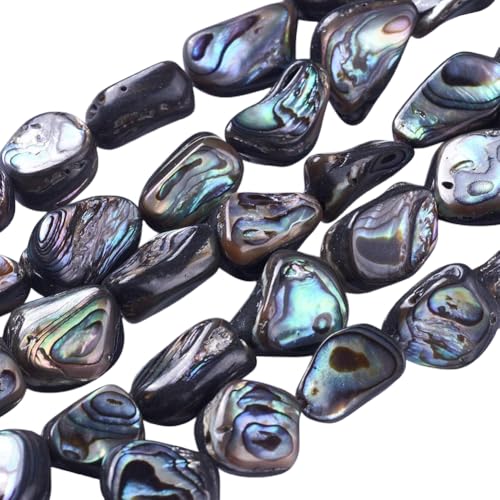 PONABEADIY 1 boîte de 28 perles Irrégulières en Nacre D'Ormeau avec Trous Coquillages Naturels D'Été Pépites de Plage Perles D'Espacement en Vrac pour la...