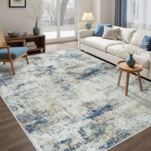 Tosuoka 5x7 Area Rugs for Living Room Abstract Washable Blue Brown Rug