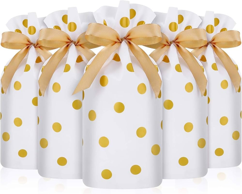 VRB Dec 40Pcs Return Gift Bags - Potli Bags, Return Gift Bags for Kids Birthday - Gift Packing Bags - Goodie Bag for Return gifts - goodie bags - gift pouches for return gifts - guddy bags for return gifts (40Pcs Polkadot Ribbon Bag)