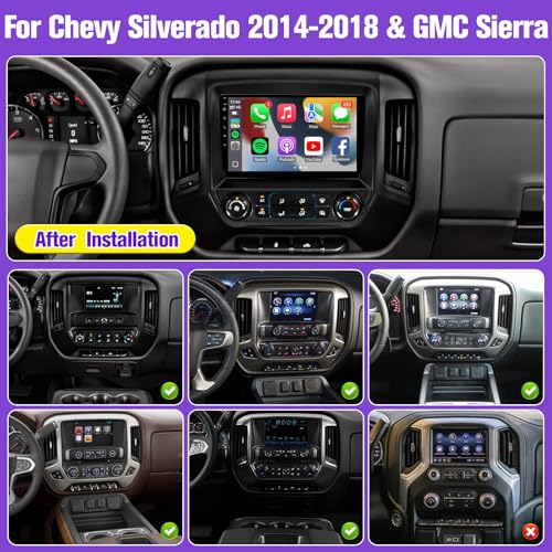 Leadfan Car Radio for Chevy Silverado GMC Sierra 2014 2015 2016 2017 2018 Replacement Stereo, Wireless Carplay Android Auto,GPS Bluetooth Backup Camera (2G+32G Without B.O.S.E System)