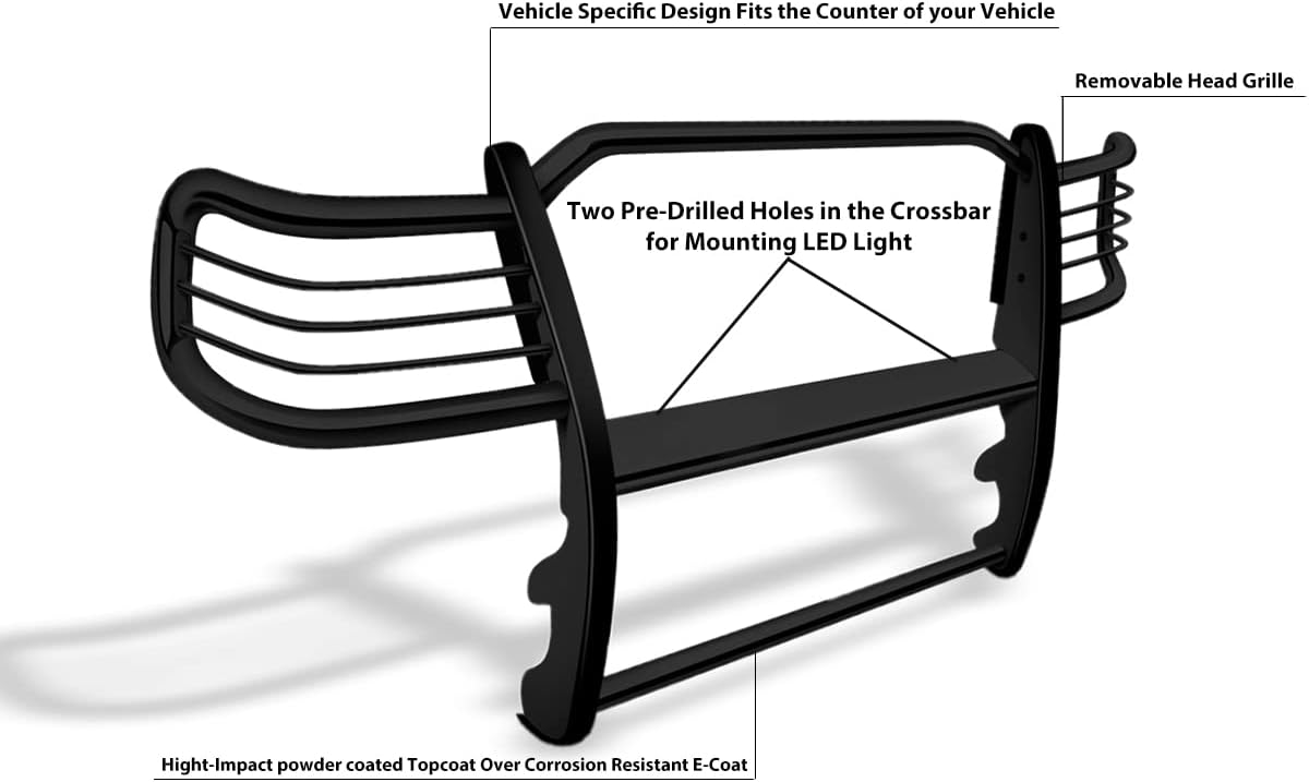 Black Horse Grille brush Bumper Guard Modular Black Compatible with 2003-2009 Lexus GX470|2003-2009 Toyota 4Runner-17TU26MA