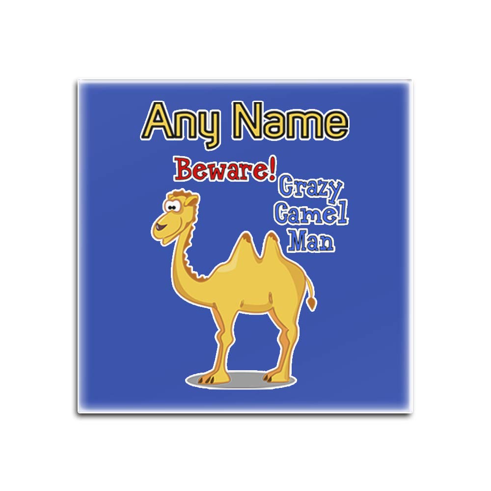 Dessous-de-verre verre Crazy Camel Man bleu carré personnalisable
