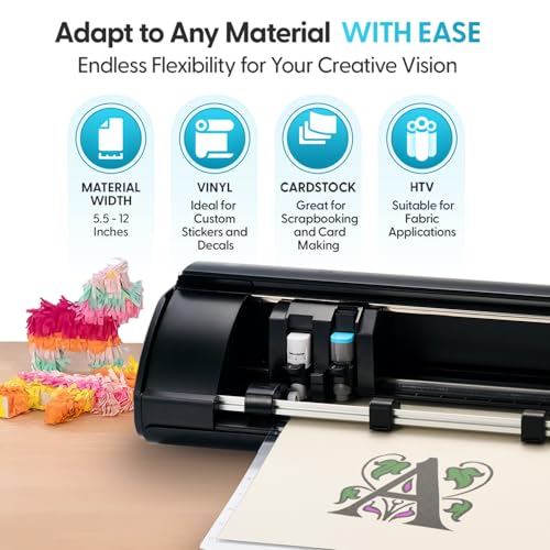 Image of Silhouette America Cameo 5 Alpha (α) - Smart Cutting Machine for Print & Cut - Quiet Operation with AutoBlade, Studio Software, Cutting Mat- Matte Black (Deluxe Bundle)