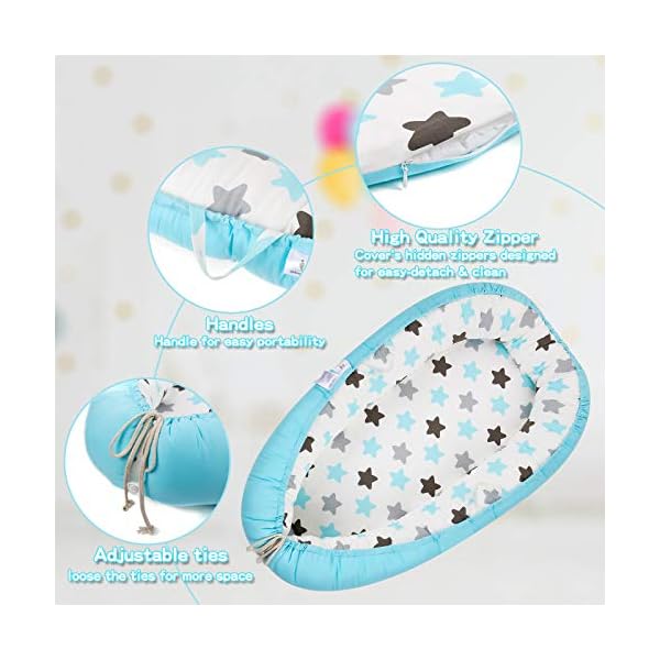 Baby Lounger, Baby Nest and Baby Bassinet, Portable Ultra Soft Breathable Newborn Lounger Crib, Perfect for Co-Sleeping and Traveling - Image 4
