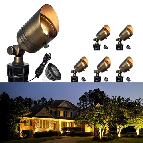 COLOER 5W 12V Brass Outdoor Landscape Spot Light with Bulb(6Pack) - image 1