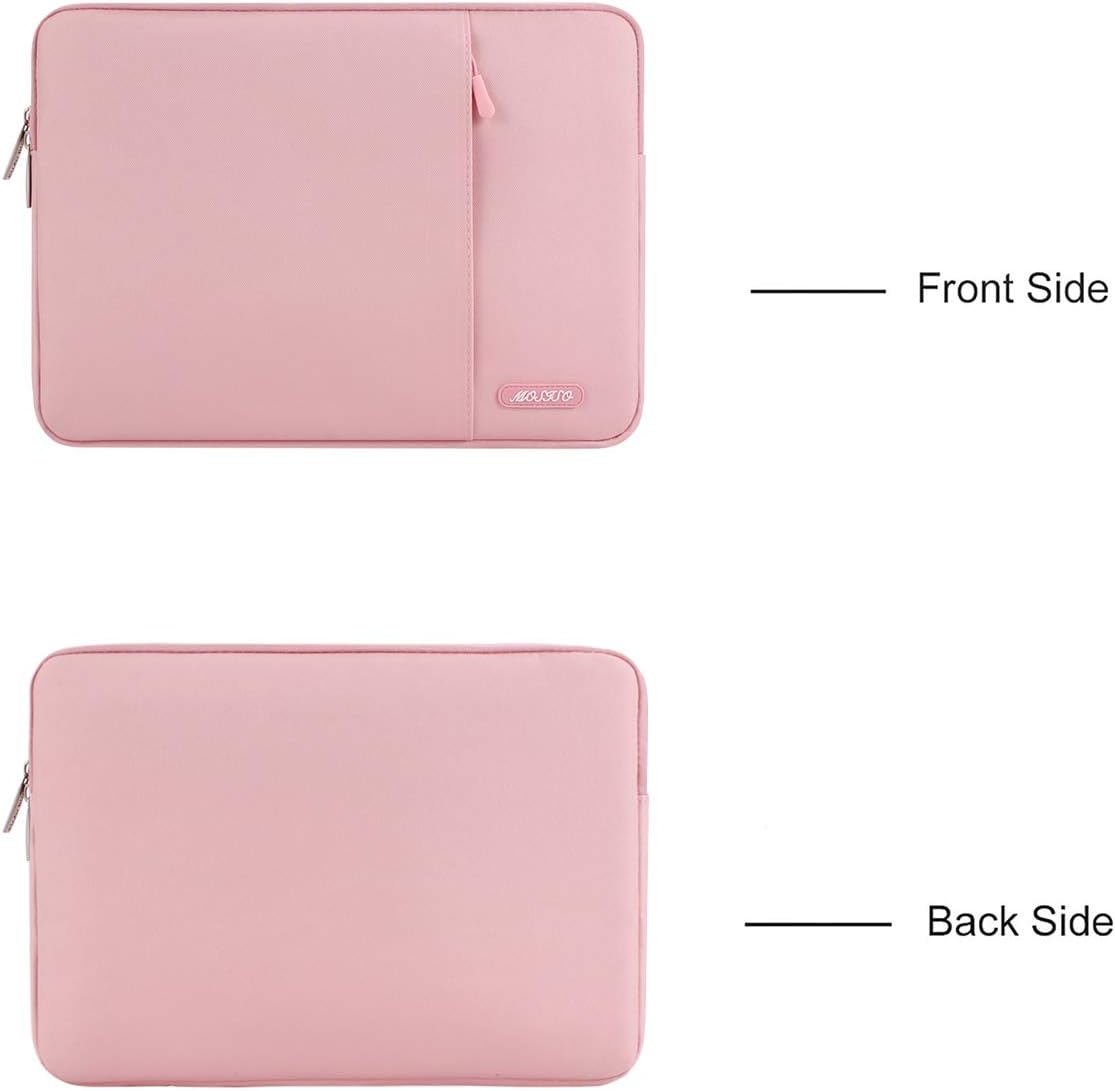 MOSISO Laptop Case 14 inch, 14 inch Laptop Sleeve Compatible with HP Lenovo Dell ASUS Acer, HP Stream, Dell Latitude, Lenovo IdeaPad, Polyester Vertical Computer Sleeve Bag with Pocket, Pink - Image 2