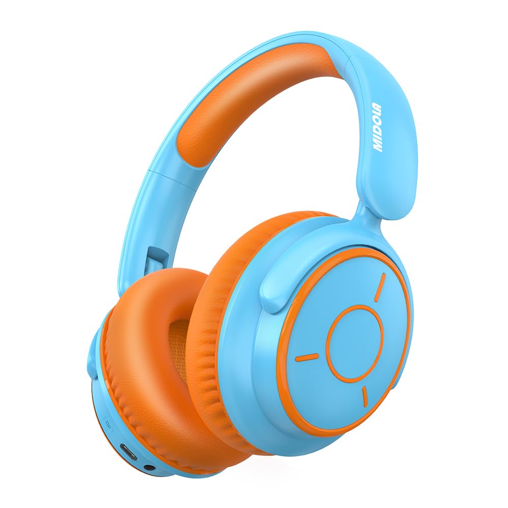 MIDOLA Auriculares para niños, Bluetooth 5.3, volumen inalámbrico, limitado, 85/94 dB, protección auditiva, sobre la oreja, 68 horas de reproducción, plegables, ligeros, micrófono integrado, para