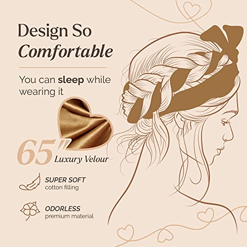 BHDgoods - No Heat Overnight Curlers, Heatless Curling Set, Heatless Curling Velour Headband, Non Heated Curlers Rod Ribbon Lazy Hair Curler Wrap Kit for Long Hair & Airless Spritz Bottle, 5 Piece Set (Caramel) - Image 6