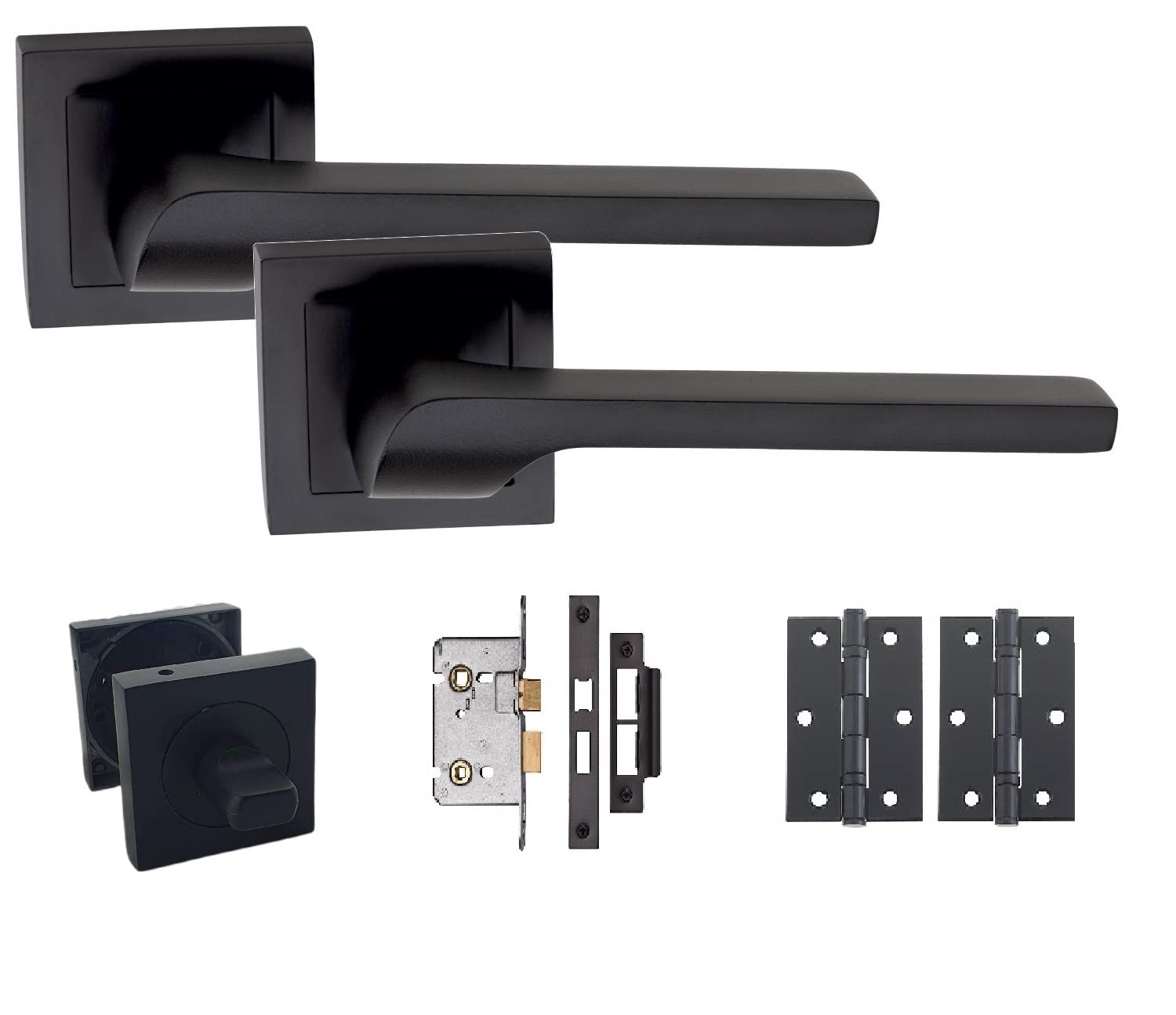 Golden Grace Sigma Bathroom Handle Set - Matt Black - 64mm