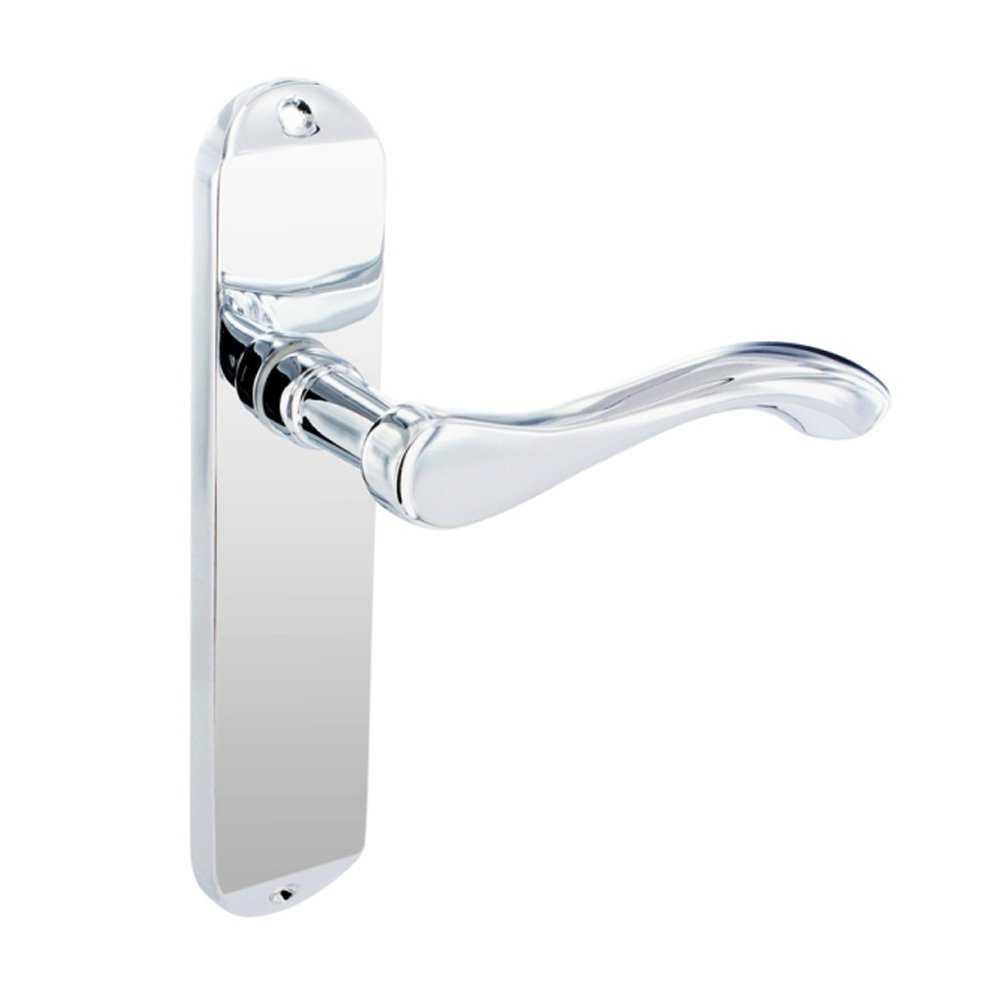 Zoo Hardware Chrome Dynasty Project Europa Arundel Internal Lever On Backplate Door Handle Pair Latch Polished