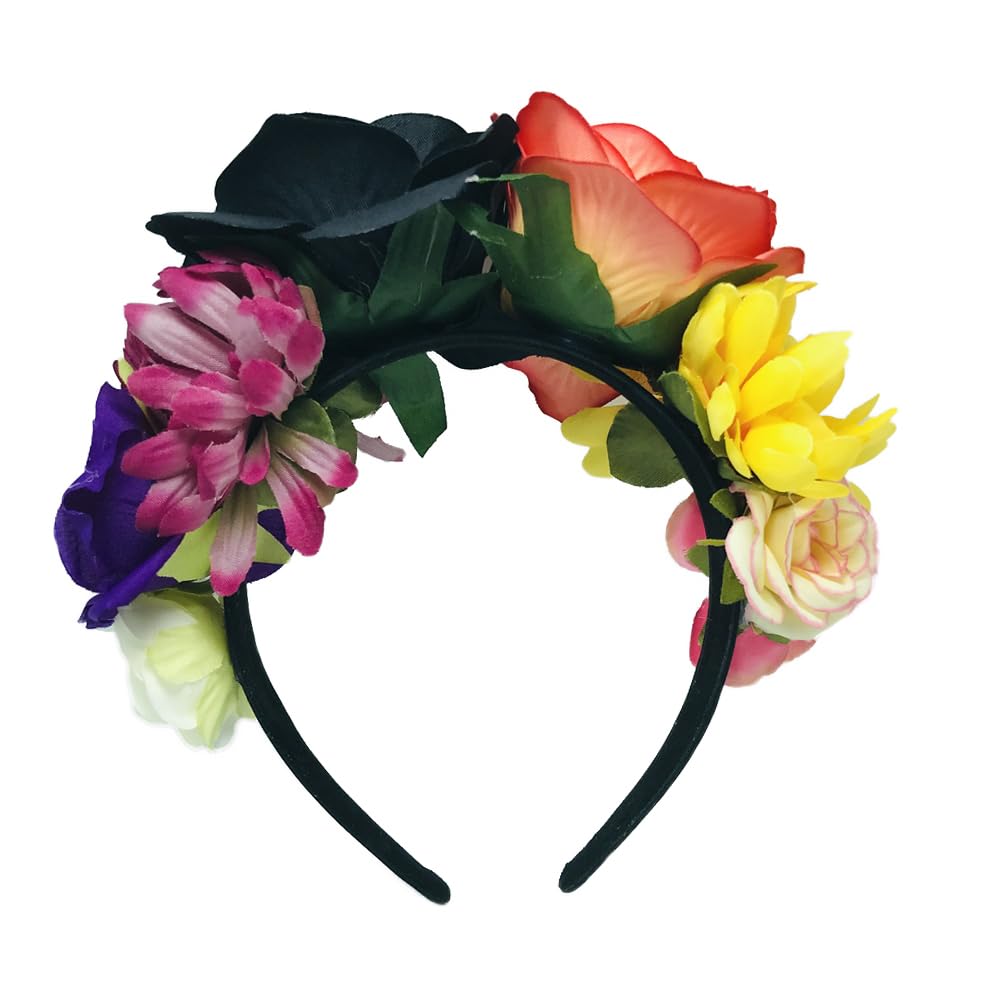 Upstore Mexican Rose Flower Crown Headband Halloween Party Flower Hairbands Costume Headpiece Headgear for Halloween Cosplay Carnival Party - Image 3