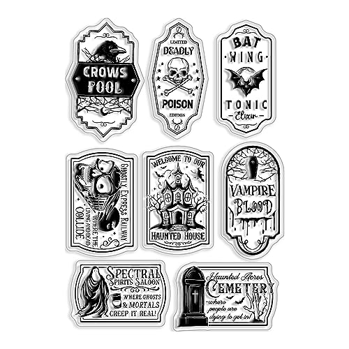 Happy Halloween Witch Monster Joker Seal Pattern Clear Stamps with Plastic Envelope Box for Card Making DIY Scrapbooking Supplies Silicone Stamps for Albums Crafts Decor (YX1406)