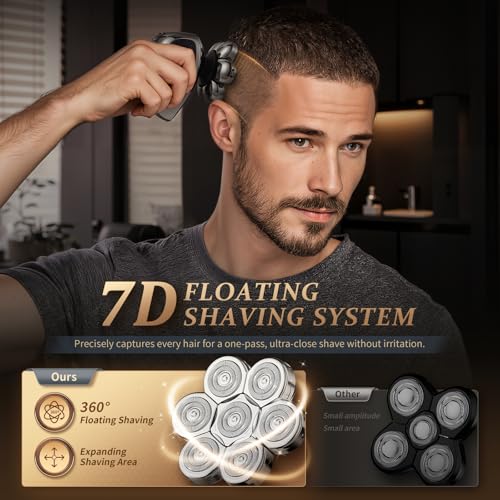 Image of Head Shavers for Bald Men, Professional 5-in-1 Electric Head Shaver Grooming Kit, 7D Floating Wet & Dry Electric Razor for Bald Heads with LED Smart Display & Type-C Charging for Hair /Face /Beard