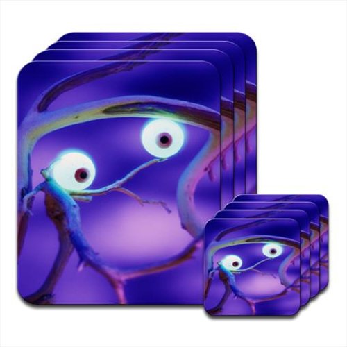 Fancy A Snuggle Glowing Bright Large Spooky Eyes in Haunted Forest Set of 4 Placemat & Coasters