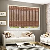 CHEFRU Bamboo Window Roman Shades, Teddy, Cordless Light Filter/Sheer Wood Window Shades Blinds