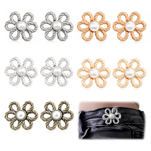 TecoKart® 5 Pairs Jeans Tightening clips - Adjustable Waist Buckle for Loose Trousers Pants, Flower Button for Women, Waist Reduce - No Sewing 1 51nHIBFS6ML. SL500