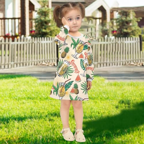 Cocktails Girls Dresses Long Sleeve Sweatshirt Dress for Girls Winter Toddler Casual A Line Dresses Size 2-8T 6