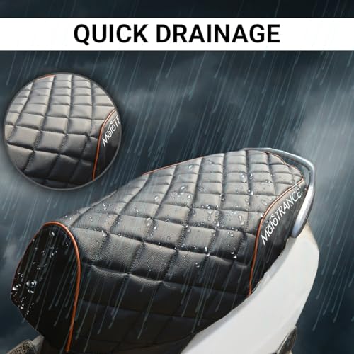 Image of Mototrance Black White | PU Leather Designer | Anti-Slip | Waterproof | Ergonomic Design | Custom Fit | Bike Scooty Seat Cover | MTSC-304-BLWH | Compatible with Honda Dio