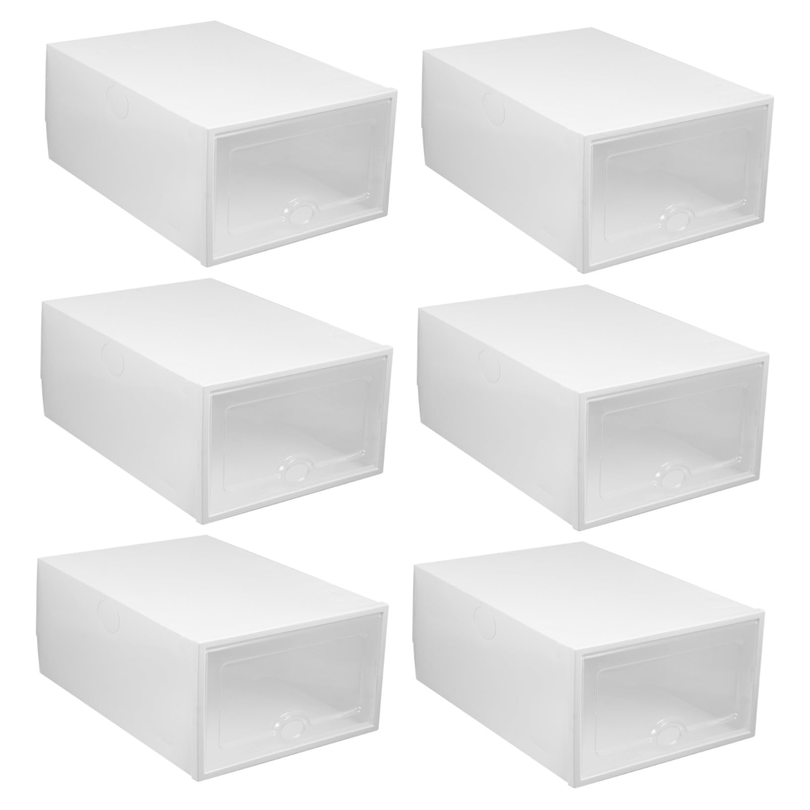 Boîtes de Rangement à Chaussures Dimensions 33x23x14 Cm Lot de 6 Style Simple en Plastique Blanc Transparent Protection les Rayures pour Organiser Votre Placard