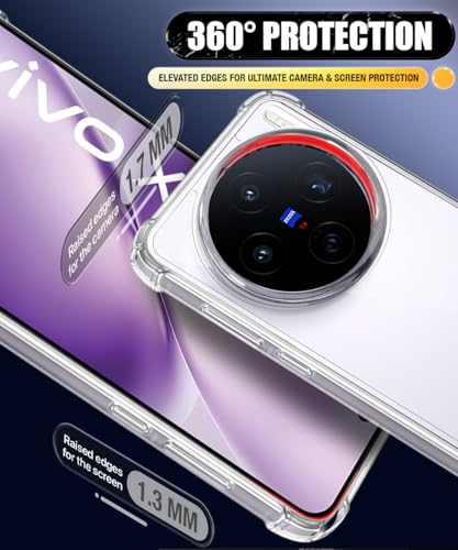 Image of WOW IMAGINE Ultra-Hybrid Crystal Clear Back Case for Vivo X200T 5G | Shockproof Design | Camera Protection Bump | Hard Mobile Back Cover with Cushioned Edges - Transparent
