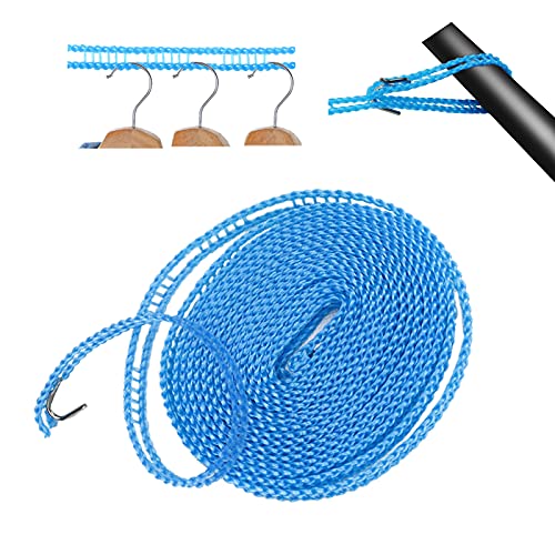 Windproof Clothesline, Camping Clothesline, Durable Travel Clothes Line Rope, Portable Clothes Drying Line, Heavy Duty Laundry Line, Length Adjustable Non-slip Clothing Line Outdoor Indoor, 16.4 Feet