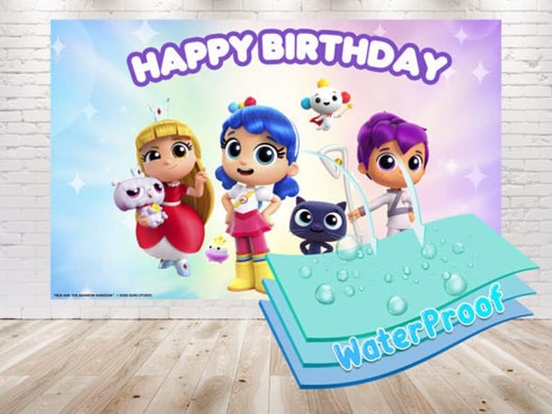 Miniatura 3 de Fondo de fiesta de cumpleaños de acuarela True y The Rainbow Kingdom de 5 x 3 pies para decoraciones de fiestas temáticas