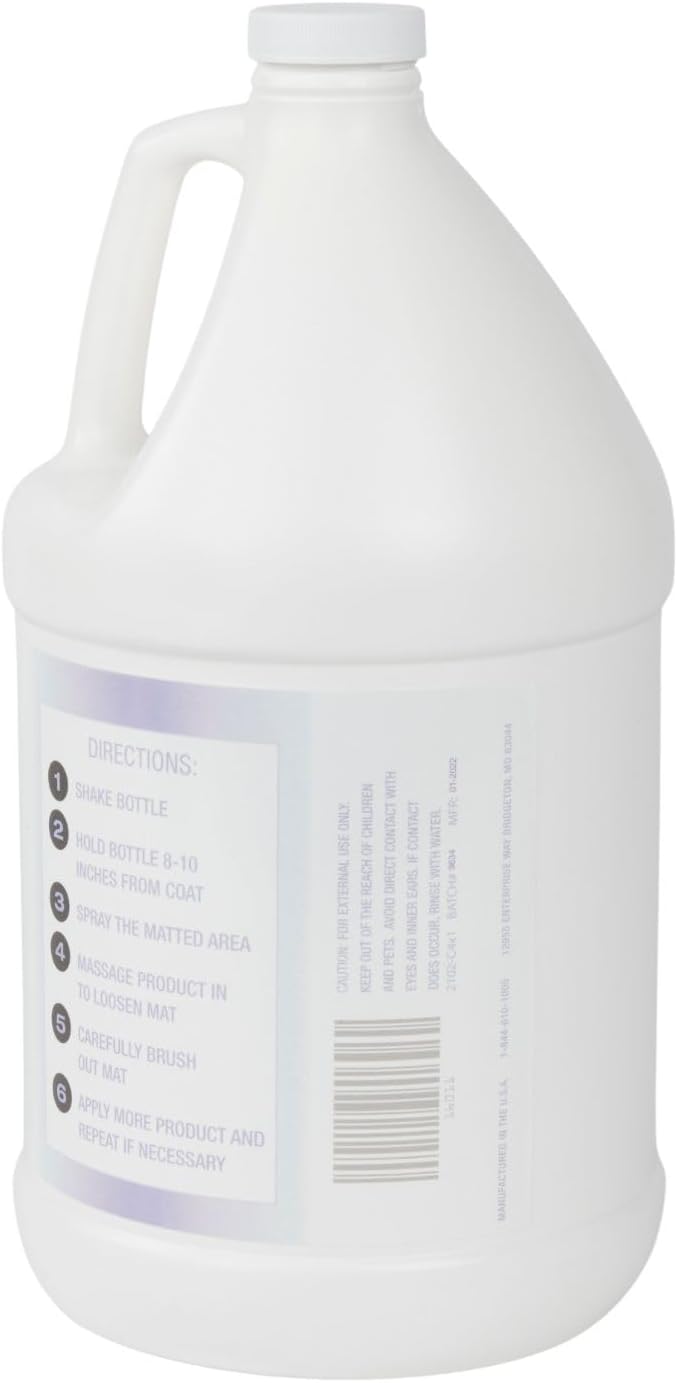 Detangling Spray - 1 Gallon - Soothing Lavender Fragrance Coat Types - Can Be Used On Dogs and Cats 12 Weeks and Older