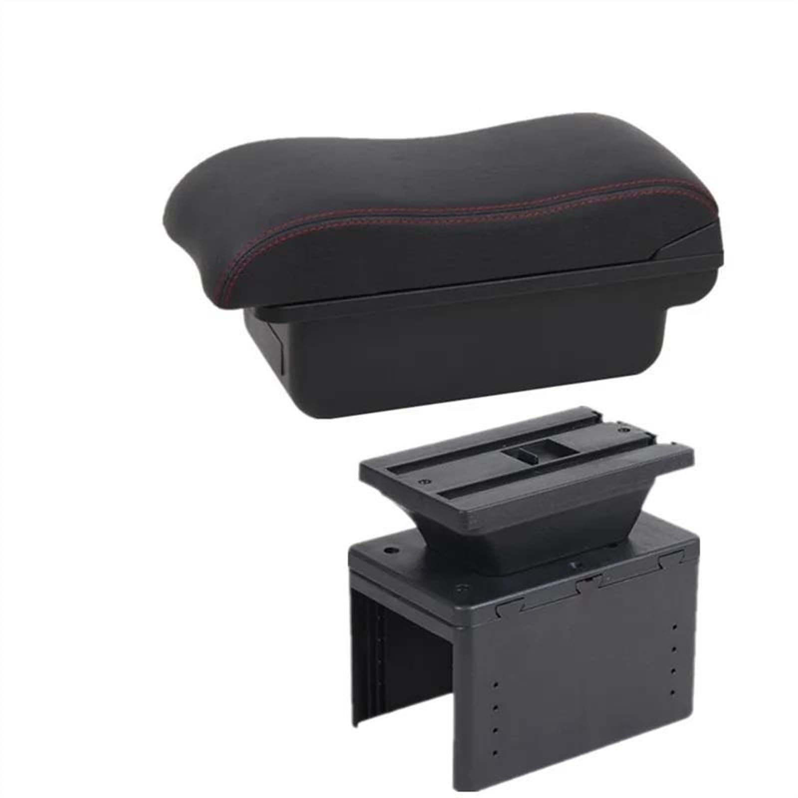 NMJLQW Storage Rack PU Leather Car Center Console Box Seat Armrest Box Modification Parts For Grande For Punto(A2 red line No USB)