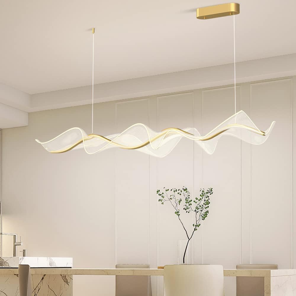 Nordic Ribbon Pendant Light Modern Acrylic Creative Lamp Fixtures for Living Room Bar Table Stairs Decorative Led s Dimmable Kitchen Island Lighting