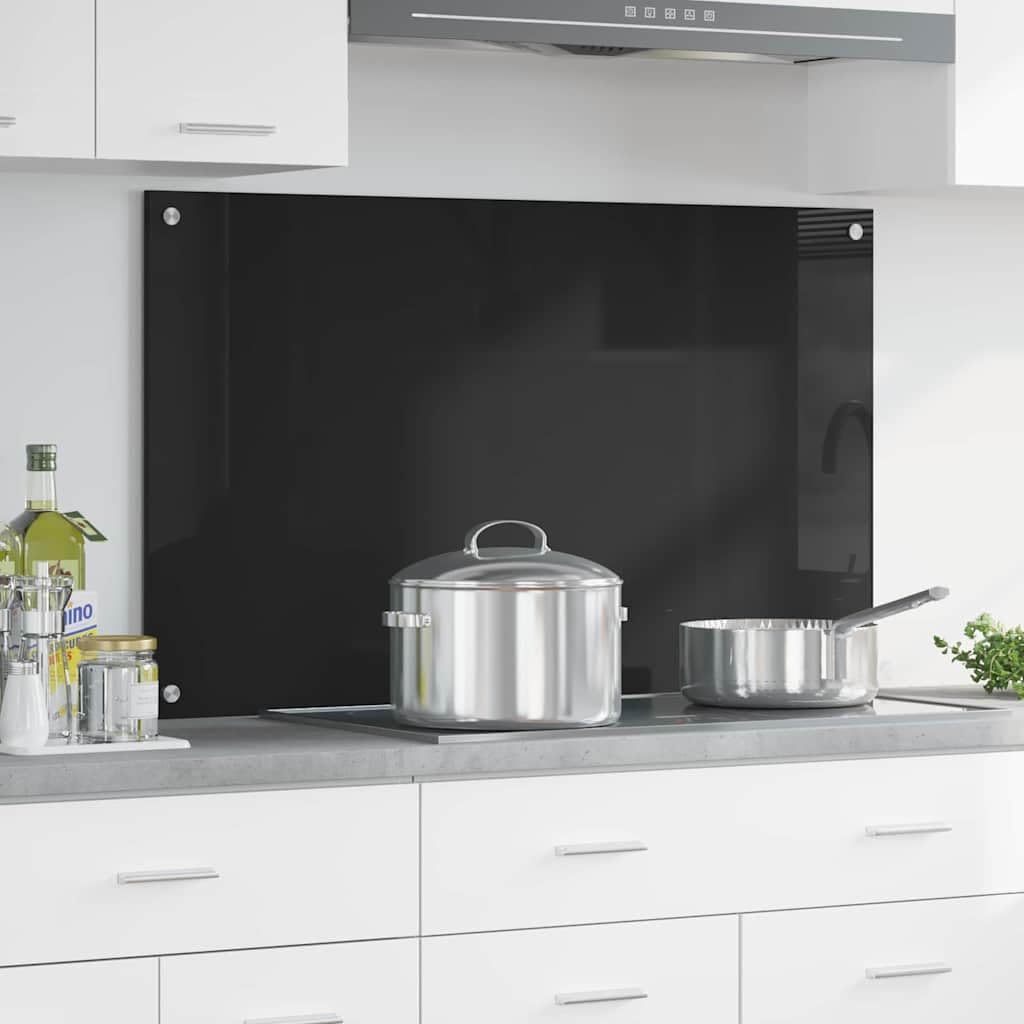 Generisch Küchenrückwand Schwarz 100 x 60 cm Gehärtetes Glas,Heim Garten,Küche Esszimmer,Küchenhelfer -utensilien-42018043