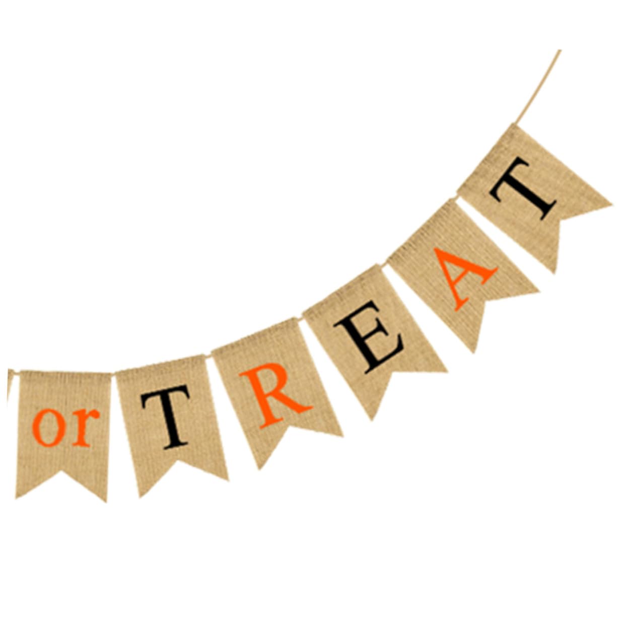 Abaodam 3 Stücke Halloween Girlande Leinen Schwalbenschwanz Banner Trick Oder Behandeln Decor Party Prop Leichte Halloween Dekoration