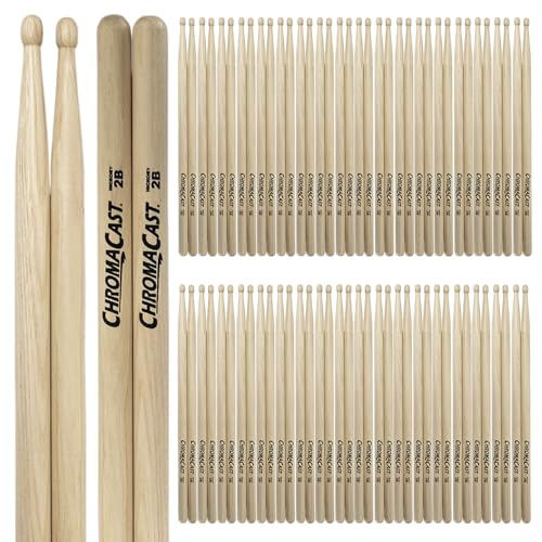 ChromaCast 2B USA Made Hickory Drumsticks 36 Pares - Punta de Madera - Perfectas para Bateristas Principiantes, Intermedios y Profesionales - Made in USA miniatura 1