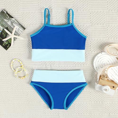 Image of Little Girl Swimsuit Casual Swimwear Kids Two Piece Color Block Bathing Suits Beach Bikini Set 3-12Years