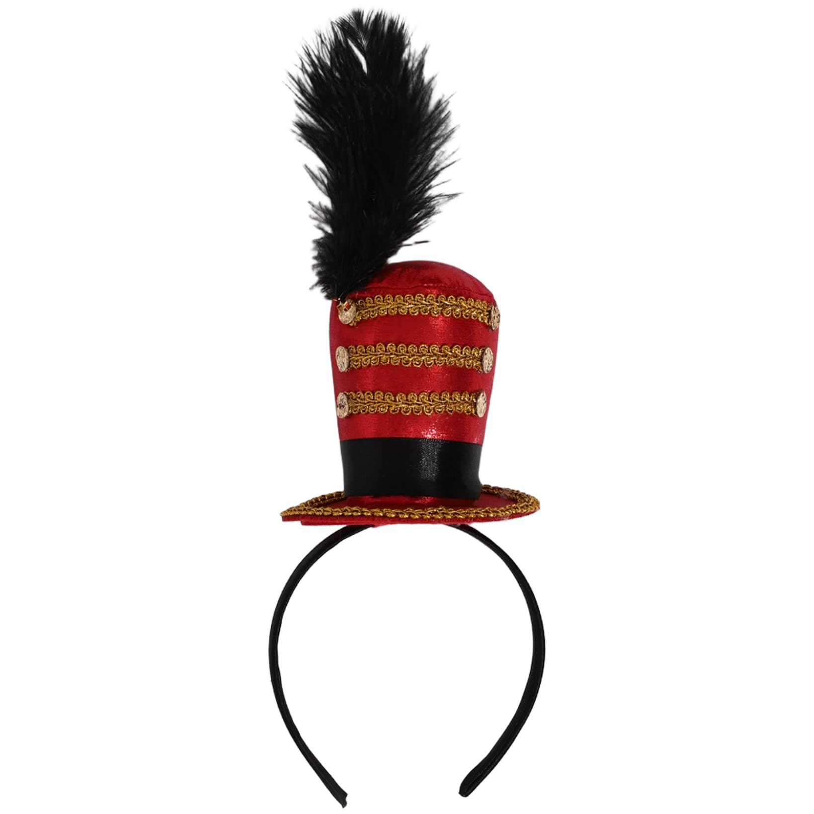 Nyeemya Ringmaster Soldier Mini Top Hat Headband Carnival Headwear Majorette Hats Circus Ring Red 1Pc One Size