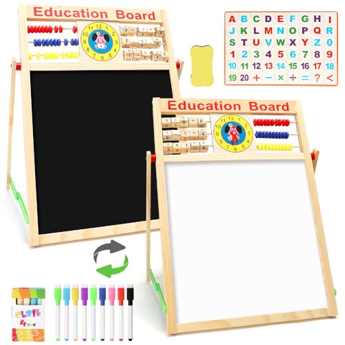 Consejos para Comprar Pizarras y tableros recordatorios los 5 mejores. 47 HomeChi Caballete para Niños – Pizarra Blanca de Doble cara, Tablero de Dibujo Magnético con Cuentas, Reloj, Letras y Números Imanes, Regalos Educativos de Aprendizaje para...