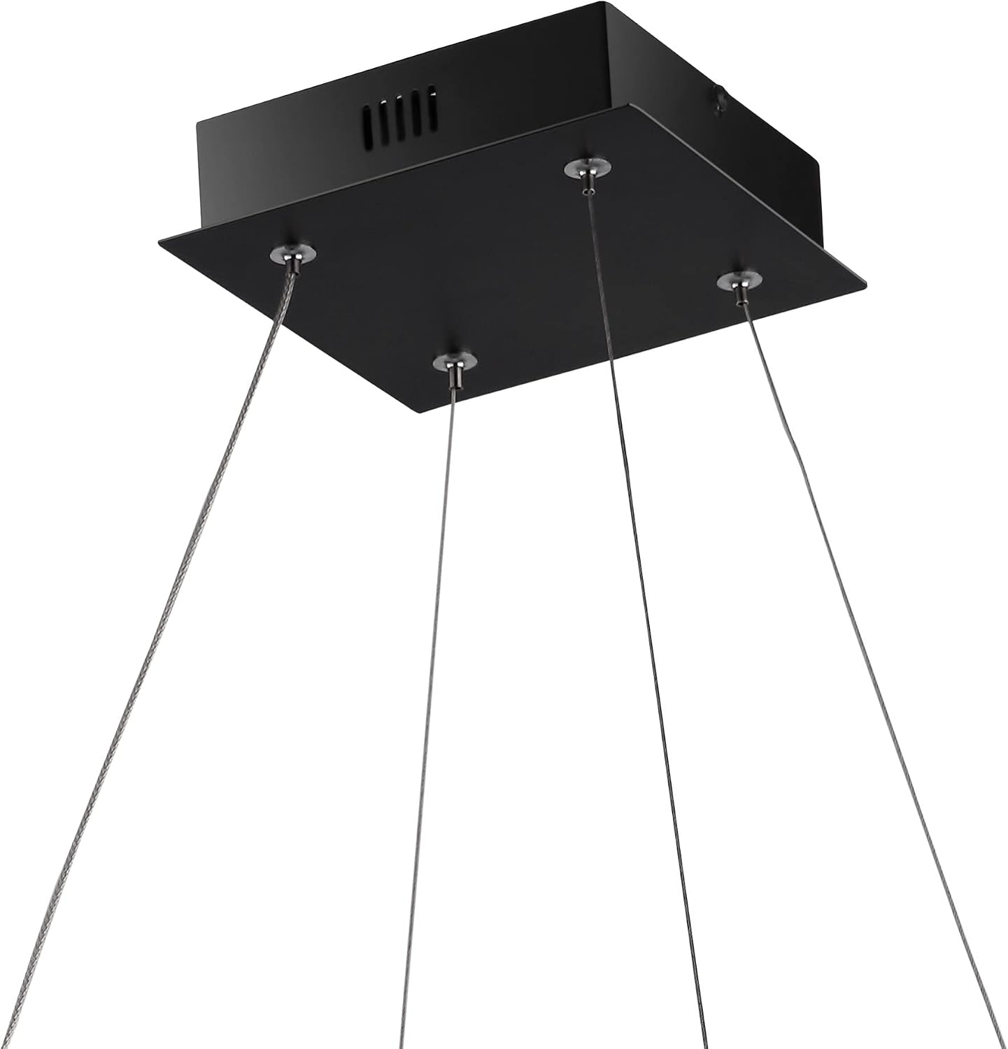 JONATHAN Y 15.75" Black Modern Square Integrated LED Pendant Light Fixture, Dimmable Metal Hanging Chandelier for Kitchen Island, Dining Room, Living Room, Minimalist 3000K JYL7104A
