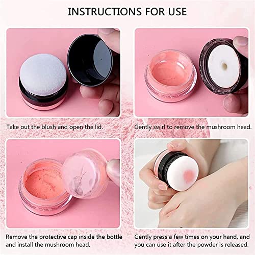 Easy-dab Air Cushion Cheek Blush,Loose Powder Blush Air Cushion Blush,Blush with Soft Mushroom Puff Long-wearing Matte Face Blusher Makeup (4PC) - Image 8