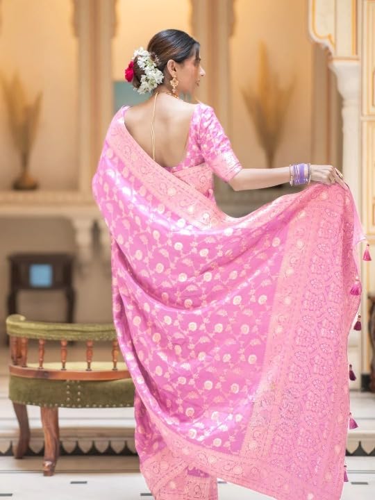 Image of Flosive Women's Soft Kangivaram Silk Saree With Copper Zari Weaving With Boluse
