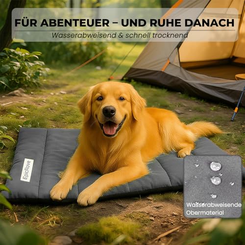 EpicRove Hundedecke für unterwegs wasserdicht – rutschfeste Hundematte 110×68 cm, waschbar Hundebett – Outdoor, Reise & Auto‑Kofferraum Komfortkissen für Hunde & Katzen (Grau)