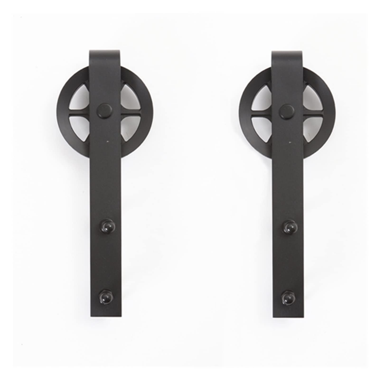 2 Pcs Black Rustic Carbon Steel Sliding Wood Barn Door Hardware Hanger Roller,Smooth Gliding