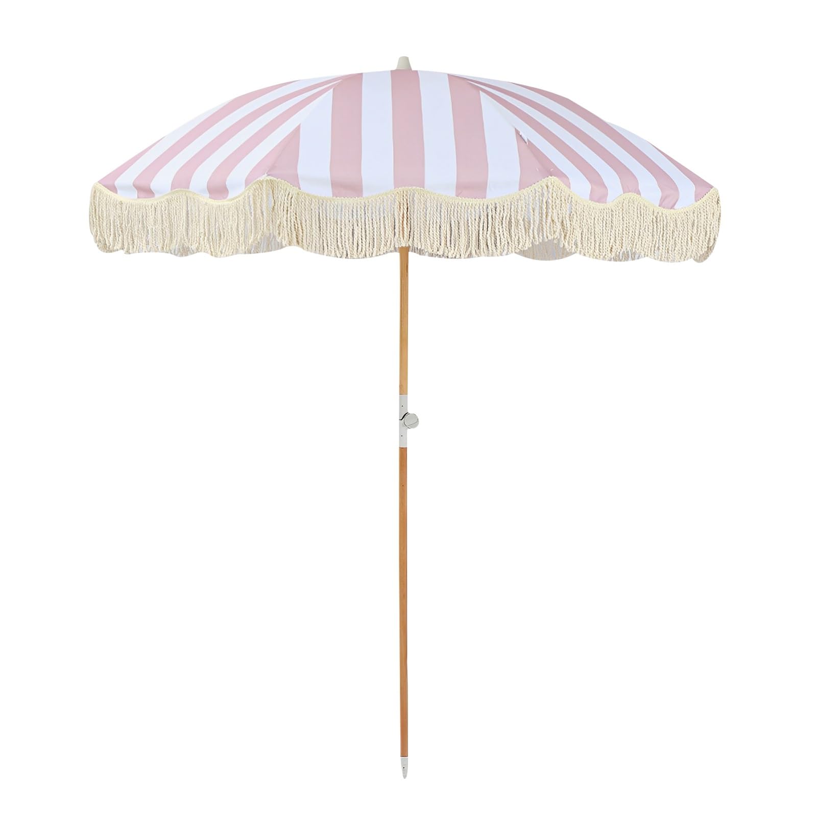 Parasol Plażowy Boho Z Frędzlami Parasole Ogrodowe Chroniące Przed Promieniowaniem UV Parasole Ogrodowe Z Pochyleniem 200 Cm Duży Parasol Ogrodowy Wodoodporny Parasol Balkonowy 8 Żeber (Color : Pink