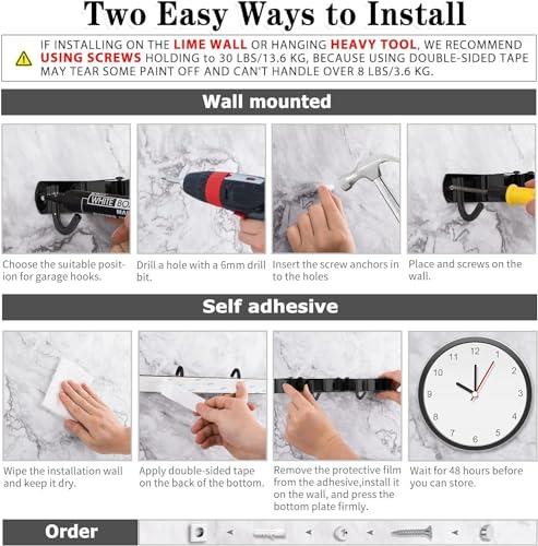 image for AceMining Black 5 Racks and 4 Hooks Mop and Broom Holder Wall Mount, B