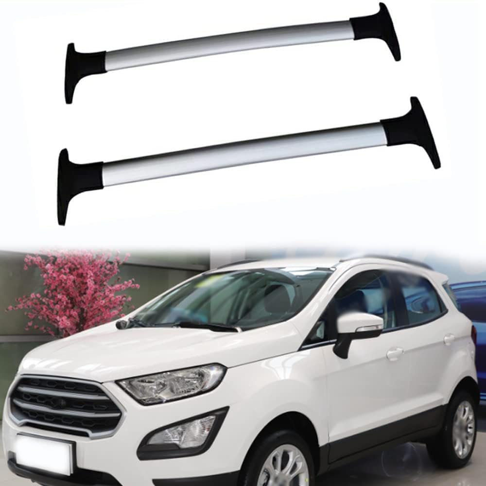 Aluminio, 2Uds Portaequipajes Techo de Coche, Portaequipajes Barras Transversales, Portaequipajes Bicicleta con Cerradura, Rieles Soporte Accesorios, para Fo-rd Ecosport 2013-2020,Silver