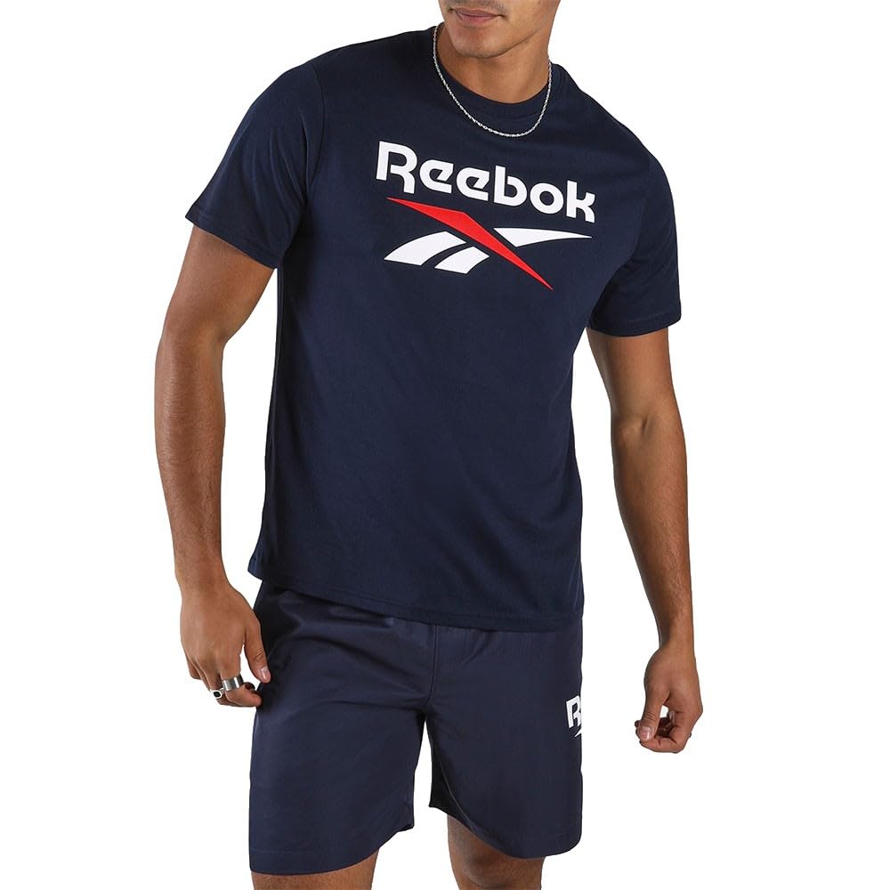 Reebok Men's Blue Bruno Big Logo Crew Neck Ss Tee