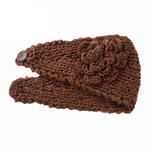 Women Crochet Headband Knitted Headwrap Headband with 3D Flower & Button Ear Warmer Hair Muffs Band | Winter Designer Headbands for Teens & Women
