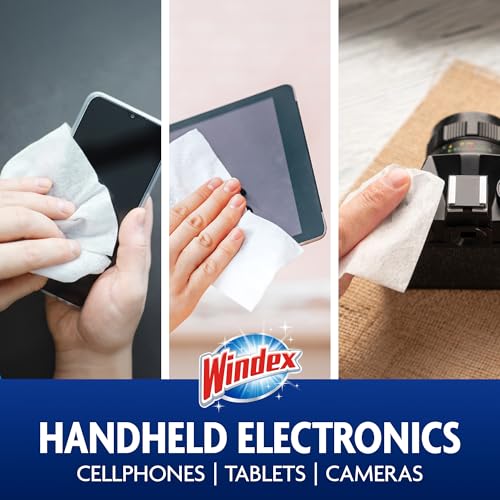 Image of Windex Electronic Cleaning Wipes, Pre-Moistened Screen Wipes for TVs, Phones, and Other Electronics, Resealable for a Freshness Lock, 25 Count (Pack of 12)