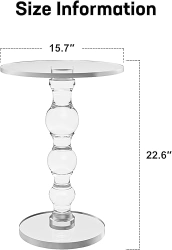 Miniatura 9 de Mesa auxiliar de acrílico transparente, mesa auxiliar moderna pequeña con base sólida para sala de estar, dormitorio